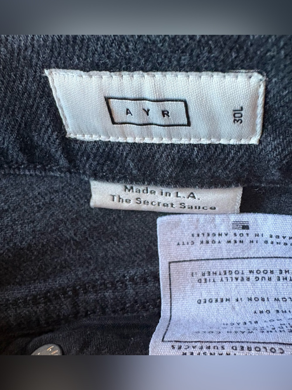 AYR The Secret Sauce size 29 (30L) black denim